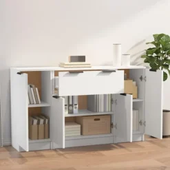 Maison Exclusive - 3 stk. Buffet Hvid Ingeniørtræ