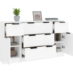Maison Exclusive - 3 stk. Buffet Hvid Ingeniørtræ
