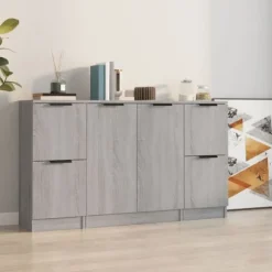 Maison Exclusive - 3 stk. buffeter Sonoma grå ingeniørtræ