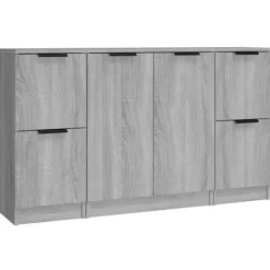 Maison Exclusive - 3 stk. buffeter Sonoma grå ingeniørtræ