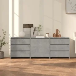 Maison Exclusive - 3 stk. buffet i grå beton og ingeniørtræ
