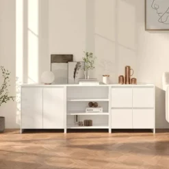 Maison Exclusive - 3 stk. Buffet Hvid Ingeniørtræ