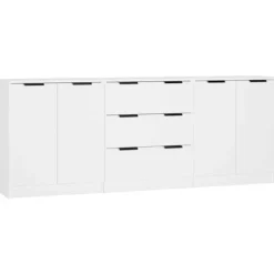 Maison Exclusive - 3 stk. Buffet Hvid Ingeniørtræ