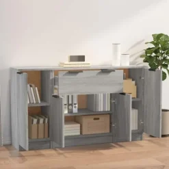 Maison Exclusive - 3 stk. buffeter Sonoma grå ingeniørtræ