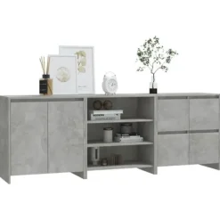 Maison Exclusive - 3 stk. buffet i grå beton og ingeniørtræ