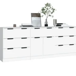 Maison Exclusive - 3 stk. Buffet Hvid Ingeniørtræ