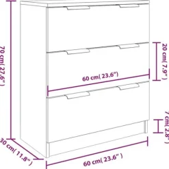 Maison Exclusive - 3 stk. Buffet Hvid Ingeniørtræ
