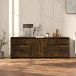 Maison Exclusive - 3 stk. Buffet i røgfyldt egetræ, ingeniørtræ
