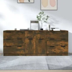 Maison Exclusive - 3 stk. Buffet i røgfyldt egetræ, ingeniørtræ