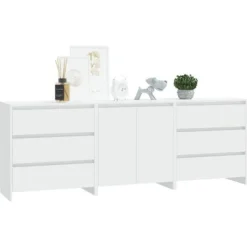 Maison Exclusive - 3 stk. Buffet Hvid Ingeniørtræ