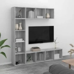 Maison Exclusive - Bibliotek/TV-møbel sæt 3 stk Sonoma grå 180x30x180 cm