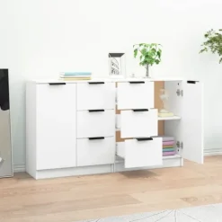 Maison Exclusive - Buffeter 2 stk hvid 60x30x70 cm Ingeniørtræ