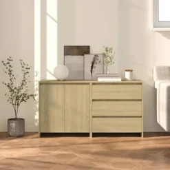 Maison Exclusive - Buffeter 2 stk Sonoma eg Ingeniørtræ