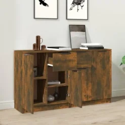 Maison Exclusive - Buffeter 2 stk Røget eg 60x30x70 cm Ingeniørtræ