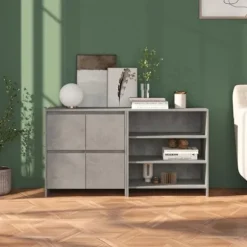 Maison Exclusive - Buffeter 2 stk Grå beton Ingeniørtræ