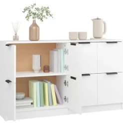 Maison Exclusive - Buffeter 2 stk hvid 60x30x70 cm Ingeniørtræ