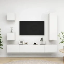 Maison Exclusive - 5-delt TV-møbel sæt Hvid Ingeniørtræ Matt vit