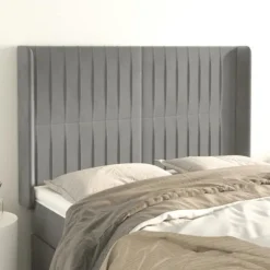 Maison Exclusive - Hovedgærde med ører Lys grå 147x16x118/128 cm Velour Ljusgrått