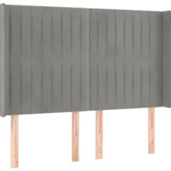 Maison Exclusive - Hovedgærde med ører Lys grå 147x16x118/128 cm Velour Ljusgrått
