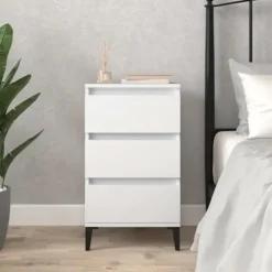 Maison Exclusive - Hvid natbord 40x35x70 cm ingeniørtræ