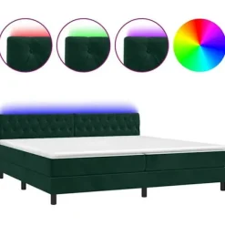 Maison Exclusive - Lamelbund med mørkegrønt LED-madras 200x200 cm