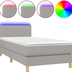 Maison Exclusive - Lamelseng madras LED Lys grå 100x200 cm Stof