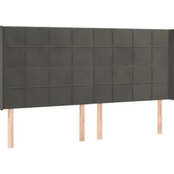 Maison Exclusive - LED Hovedgærde Mørkegrå 203x16x118/128 cm Velour Mörkgrå