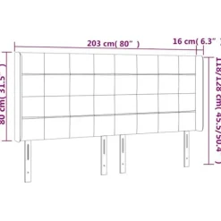 Maison Exclusive - LED Hovedgærde Mørkegrå 203x16x118/128 cm Velour Mörkgrå