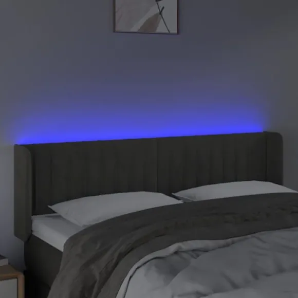 Maison Exclusive - LED Hovedgærde Mørkegrå 147x16x78/88 cm Velour mörkgrå