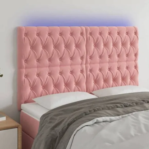 Maison Exclusive - LED Hovedgærde Rosa 144x7x118/128 cm Velour Ros