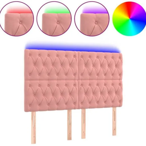 Maison Exclusive - LED Hovedgærde Rosa 144x7x118/128 cm Velour Ros