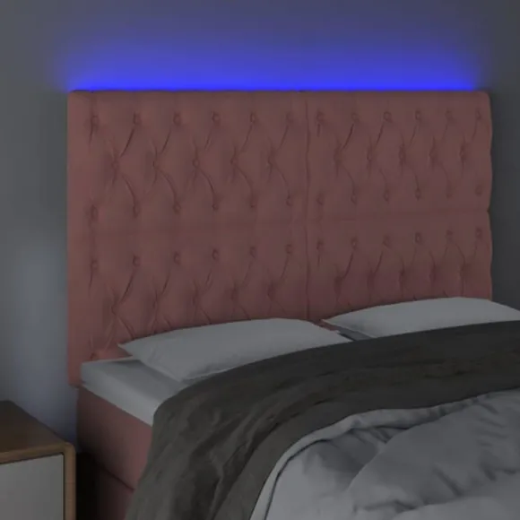Maison Exclusive - LED Hovedgærde Rosa 144x7x118/128 cm Velour Ros