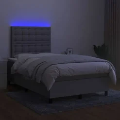 Maison Exclusive - Madras med lameller og LED lys, lysegrå 120x190 cm stof