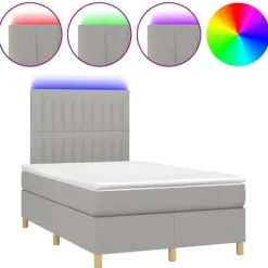 Maison Exclusive - Madras med lameller og LED lys, lysegrå 120x190 cm stof