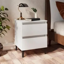 Maison Exclusive - Natborde 2 stk hvid 40x35x50 cm ingeniørtræ