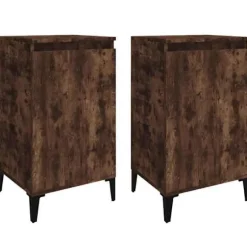 Maison Exclusive - Natborde 2 stk røgfyldt eg 40x35x70 cm ingeniørtræ