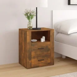 Maison Exclusive - Nattens bord Røget eg 50x36x60 cm Ingeniørtræ Røget eg