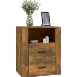 Maison Exclusive - Nattens bord Røget eg 50x36x60 cm Ingeniørtræ Røget eg