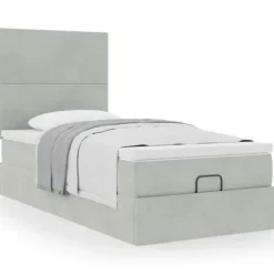 Maison Exclusive - Ottoman sengestel og lys grå madras 90x200 cm velour