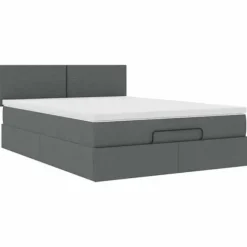 Maison Exclusive - Ottoman-seng med mørkegrå madras 140x190 cm stof mörkgrå, vit