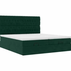 Maison Exclusive - Ottoman-seng med mørkegrønt madras 160x200 cm fløjl mörkgrön