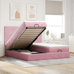 Maison Exclusive - Ottoman sengestel med rosa madras 180x200 cm velour rosa