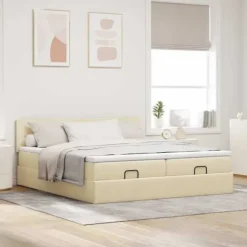 Maison Exclusive - Ottoman sengestel med creme madras 180x200 cm stof Fløde