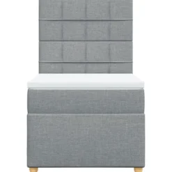 Maison Exclusive - Seng med lameller og madras Grå lys 100x200cm Stof