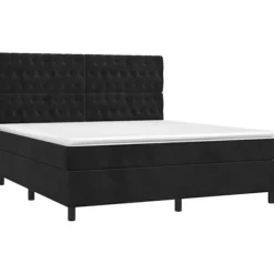 Maison Exclusive - Seng med lameller og madras Sort 180x200 cm Velour