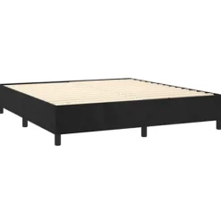 Maison Exclusive - Seng med lameller og madras Sort 180x200 cm Velour