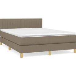 Maison Exclusive - Seng med lameller og Taupe madras 140x200 cm Stof