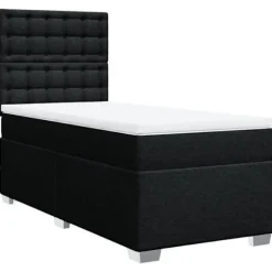 Maison Exclusive - Seng med lamelbund og madras Sort 90x200 cm Stof