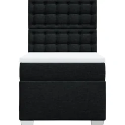 Maison Exclusive - Seng med lamelbund og madras Sort 90x200 cm Stof