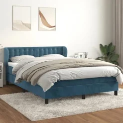 Maison Exclusive - Seng med lameller og mørkeblå madras 140x190cm Velour